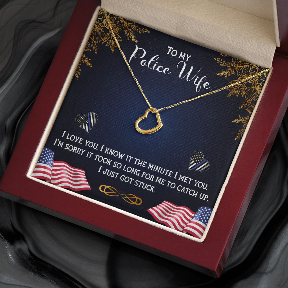 To My Police Wife | The Heart of a Hero, The Love of a Wife - Delicate Heart Necklace