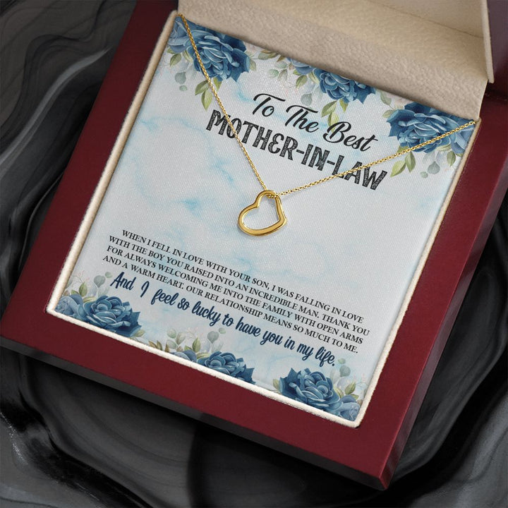 To My Mother-In-Law | Your Love is a Gift to Us All - Delicate Heart Necklace
