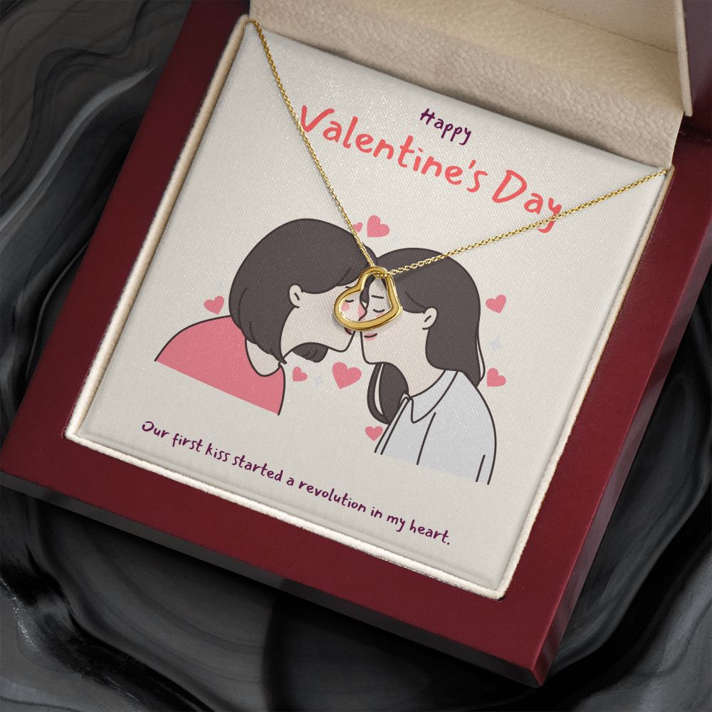 Happy Valentine's Day | Our First Kiss LGBTQ for Women - Delicate Heart Necklace
