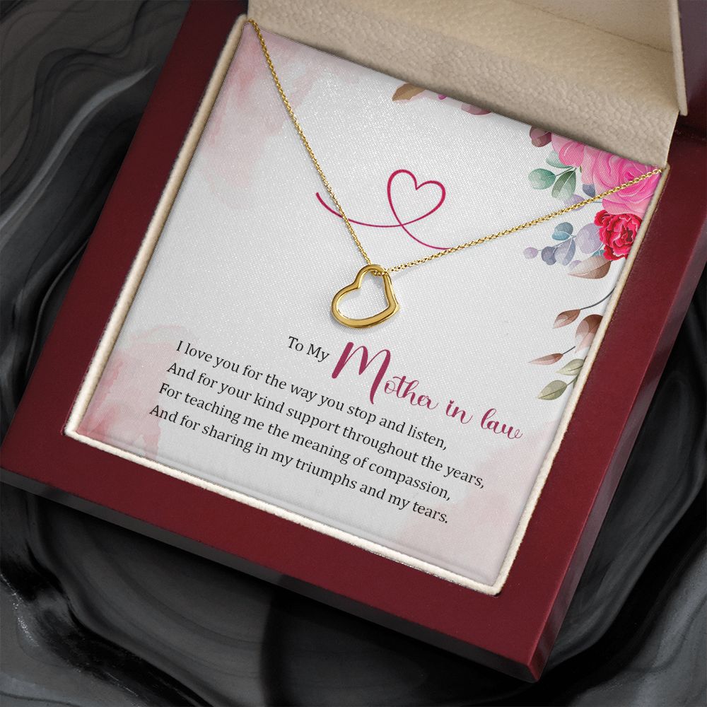 To My Mother-in-Law | Thank You for Your Love and Guidance - Delicate Heart Necklace