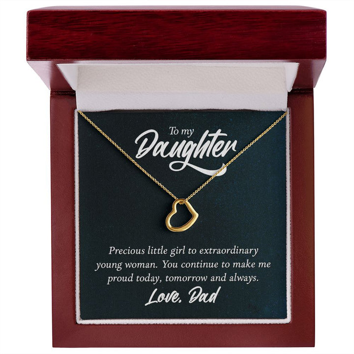 To My Daughter | Extraordinary Young Woman - Delicate Heart Necklace