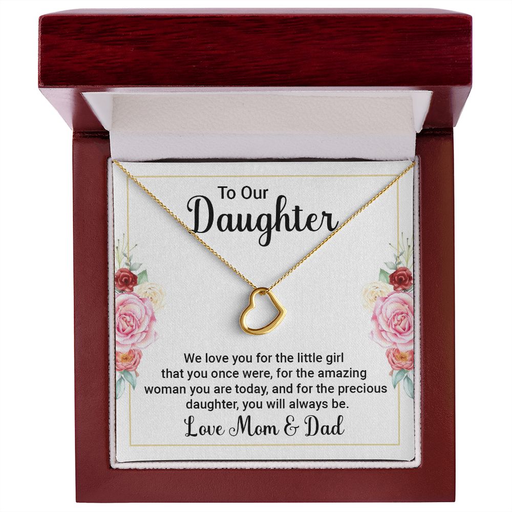 To Our Daughter | We Love You - Delicate Heart Necklace