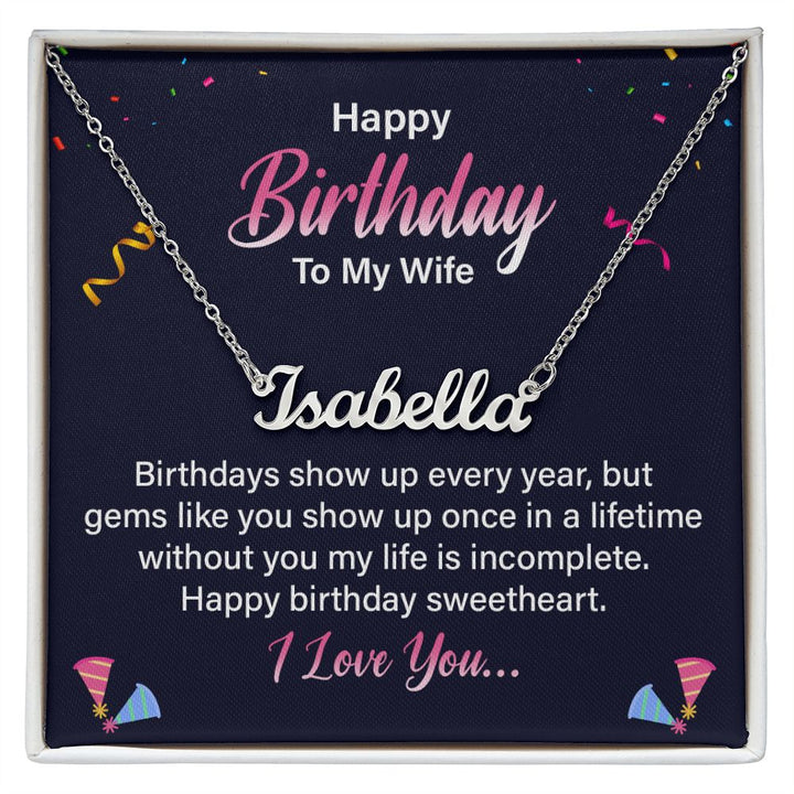 Happy Birthday To My Wife | Happy Birthday Sweetheart - Personalized Name Necklace