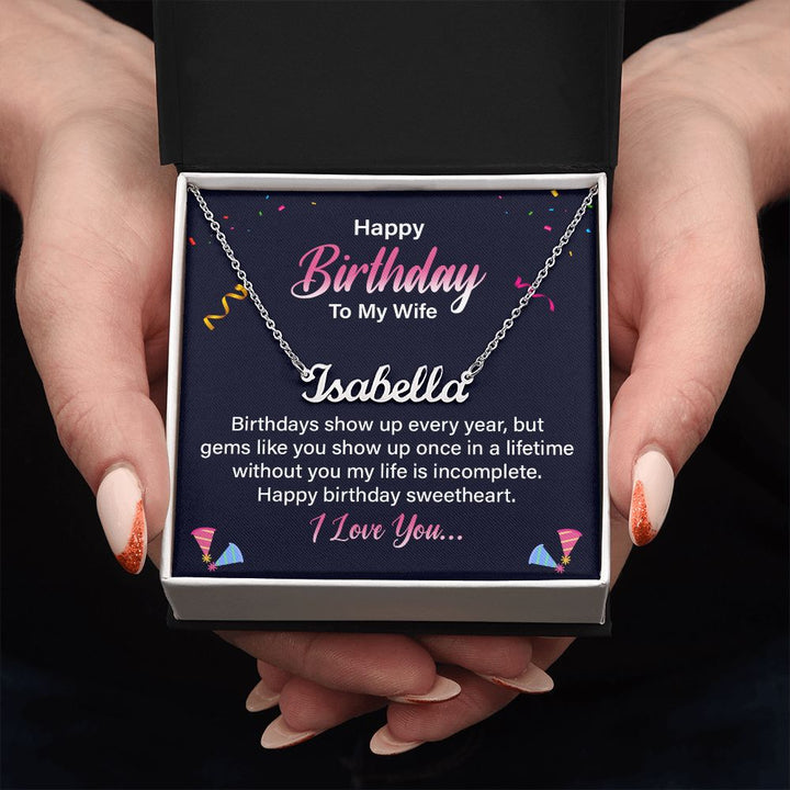 Happy Birthday To My Wife | Happy Birthday Sweetheart - Personalized Name Necklace