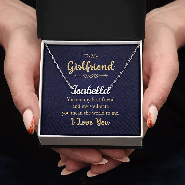 To My Girlfriend | You mean the world to me - Personalized Name Necklace