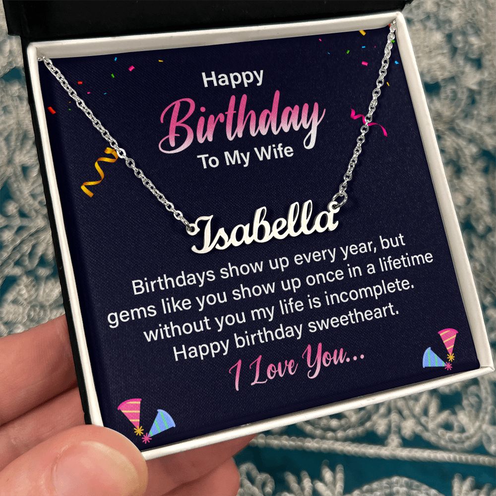 Happy Birthday To My Wife | Happy Birthday Sweetheart - Personalized Name Necklace