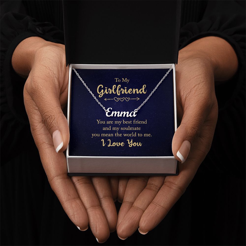 To My Girlfriend | You mean the world to me - Personalized Name Necklace