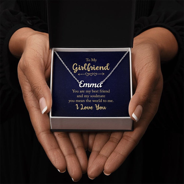To My Girlfriend | You mean the world to me - Personalized Name Necklace