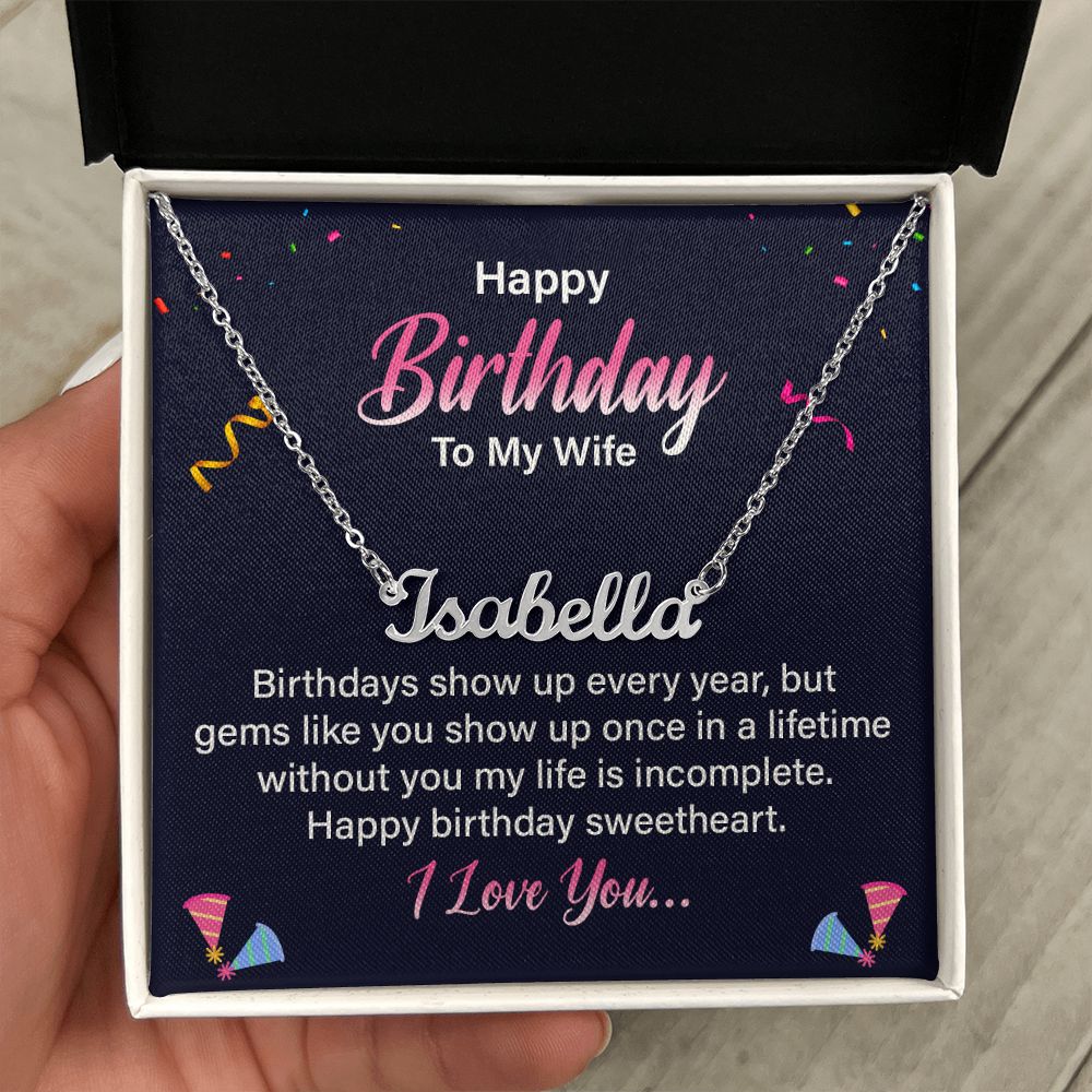 Happy Birthday To My Wife | Happy Birthday Sweetheart - Personalized Name Necklace