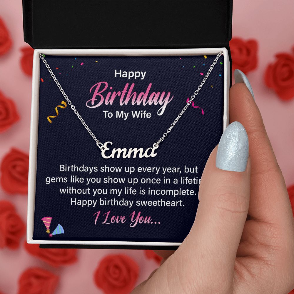 Happy Birthday To My Wife | Happy Birthday Sweetheart - Personalized Name Necklace