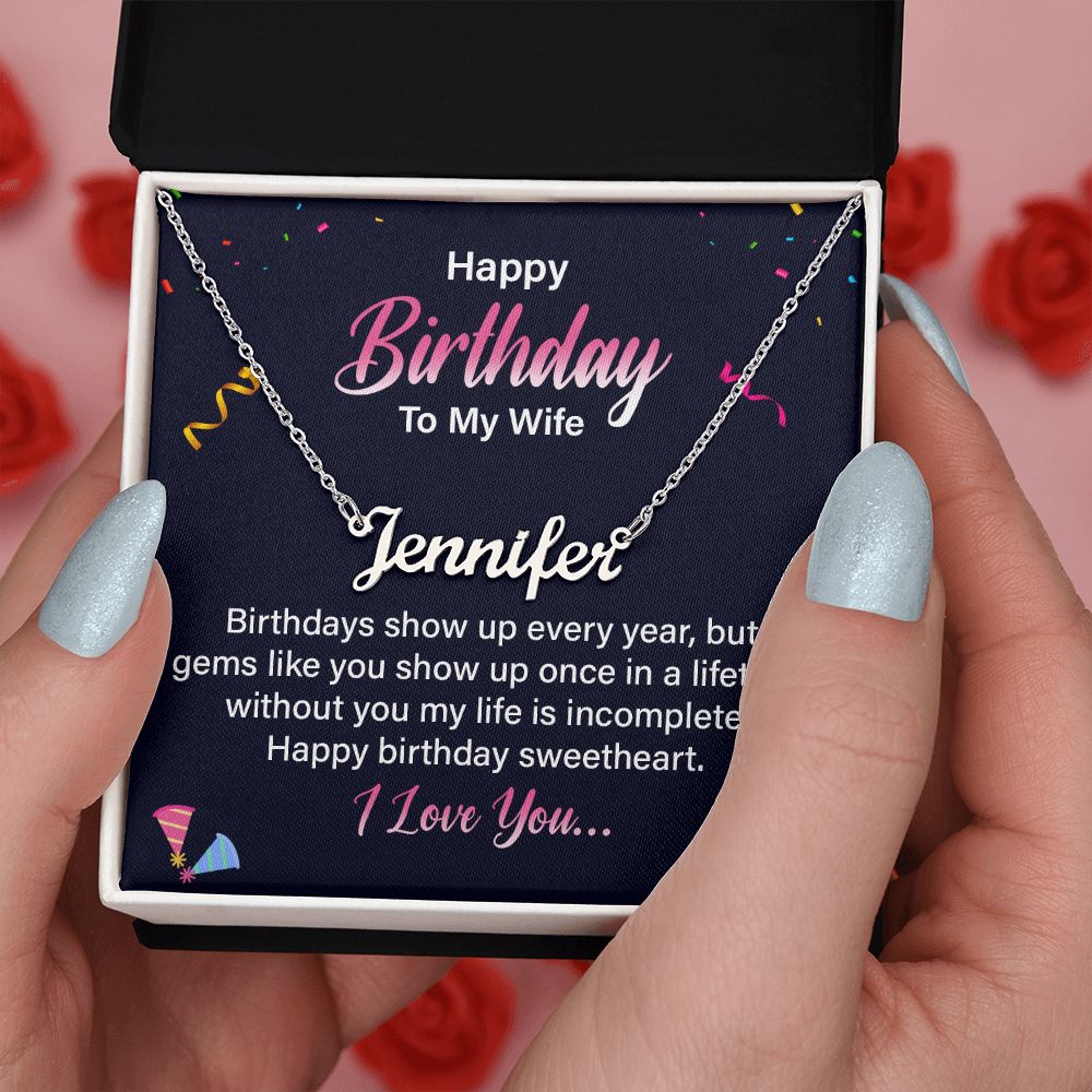 Happy Birthday To My Wife | Happy Birthday Sweetheart - Personalized Name Necklace