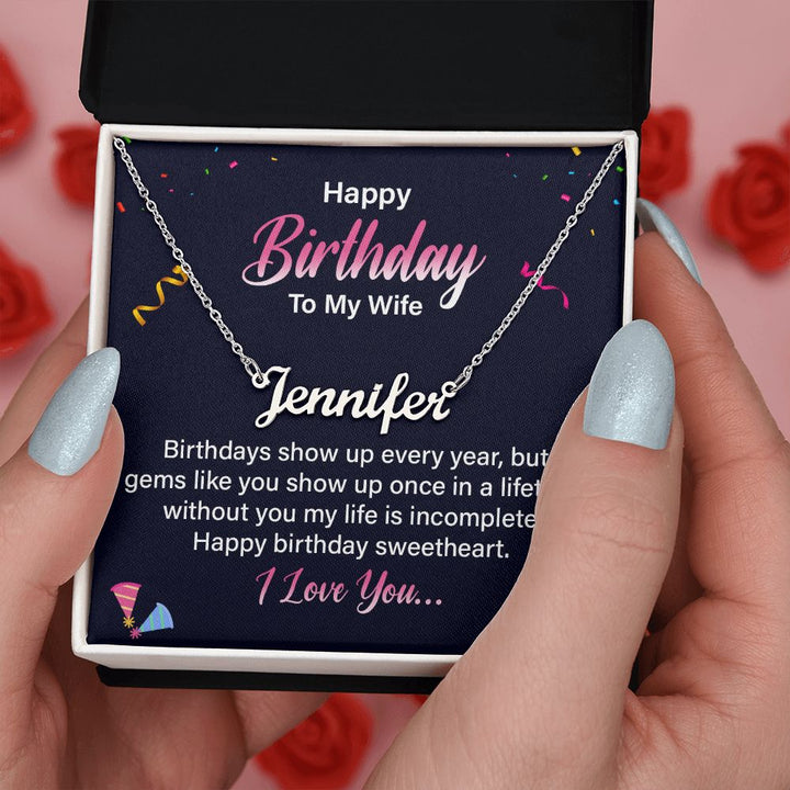 Happy Birthday To My Wife | Happy Birthday Sweetheart - Personalized Name Necklace