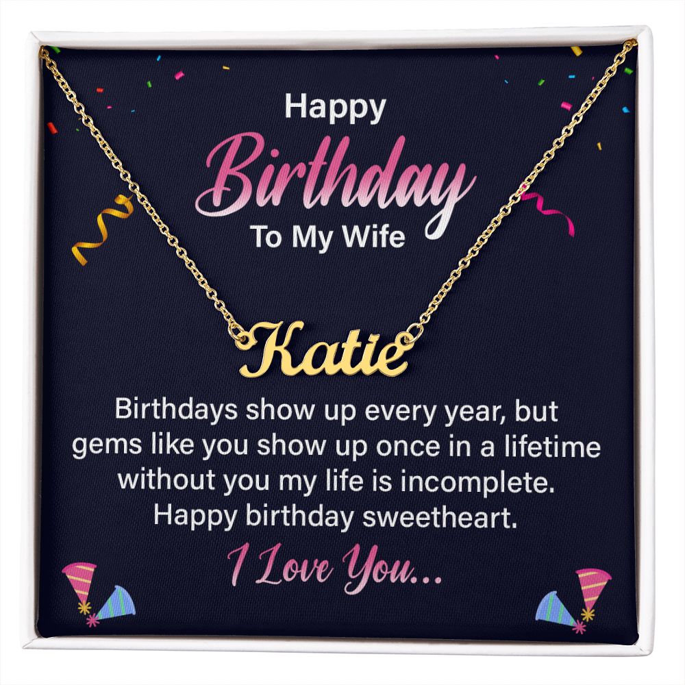 Happy Birthday To My Wife | Happy Birthday Sweetheart - Personalized Name Necklace