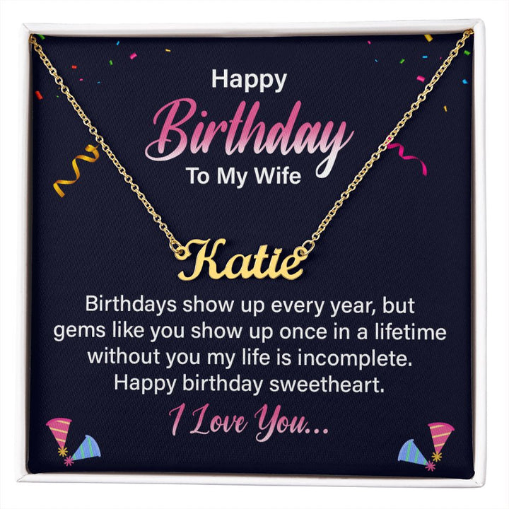 Happy Birthday To My Wife | Happy Birthday Sweetheart - Personalized Name Necklace