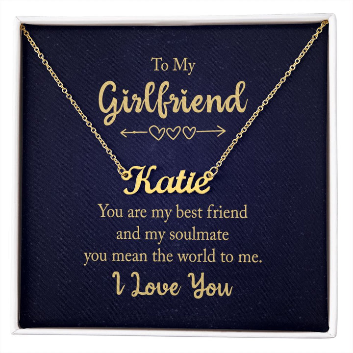 To My Girlfriend | You mean the world to me - Personalized Name Necklace