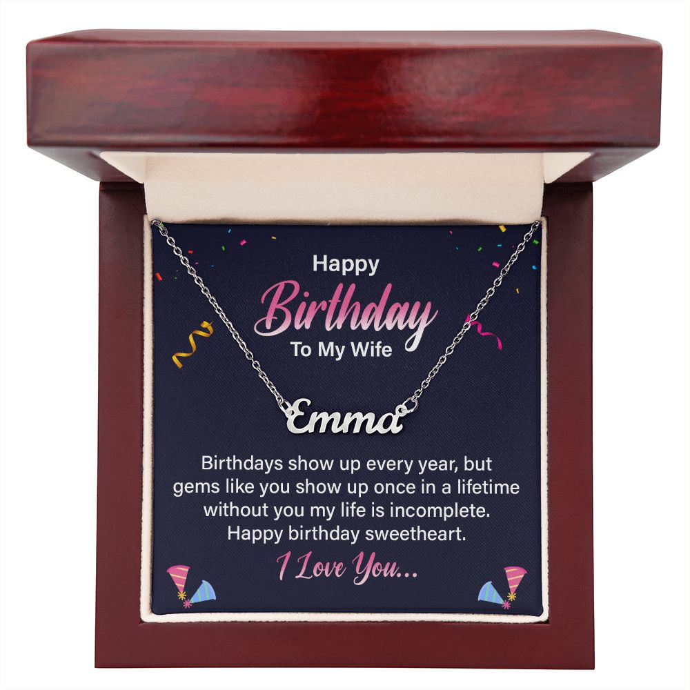 Happy Birthday To My Wife | Happy Birthday Sweetheart - Personalized Name Necklace