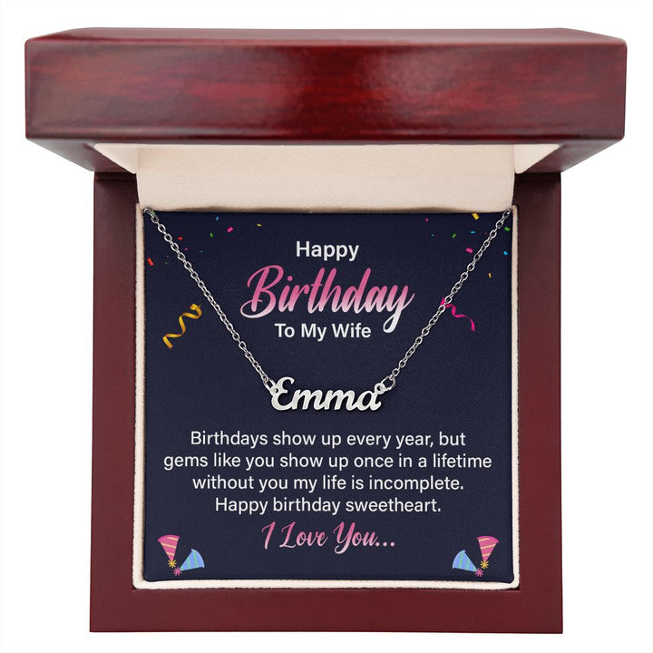 Happy Birthday To My Wife | Happy Birthday Sweetheart - Personalized Name Necklace