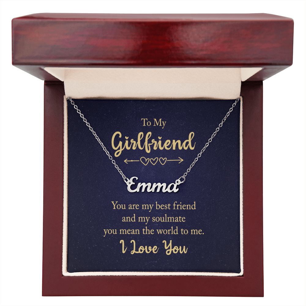 To My Girlfriend | You mean the world to me - Personalized Name Necklace