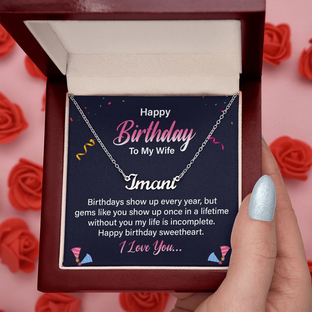 Happy Birthday To My Wife | Happy Birthday Sweetheart - Personalized Name Necklace