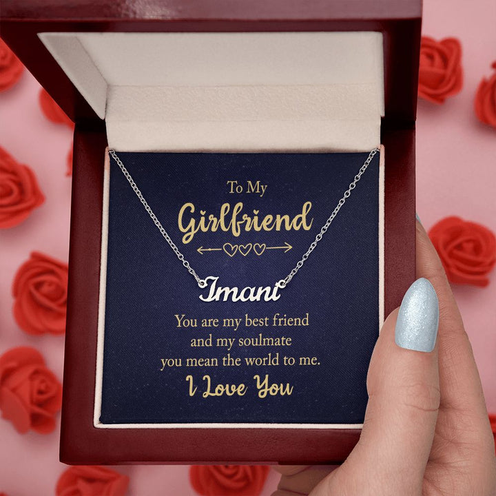 To My Girlfriend | You mean the world to me - Personalized Name Necklace