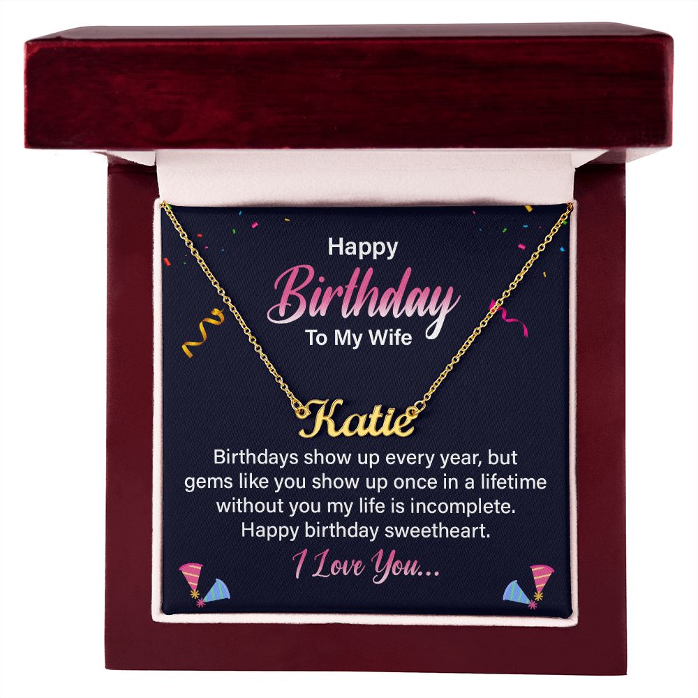 Happy Birthday To My Wife | Happy Birthday Sweetheart - Personalized Name Necklace