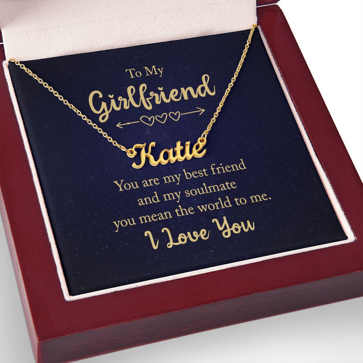 To My Girlfriend | You mean the world to me - Personalized Name Necklace