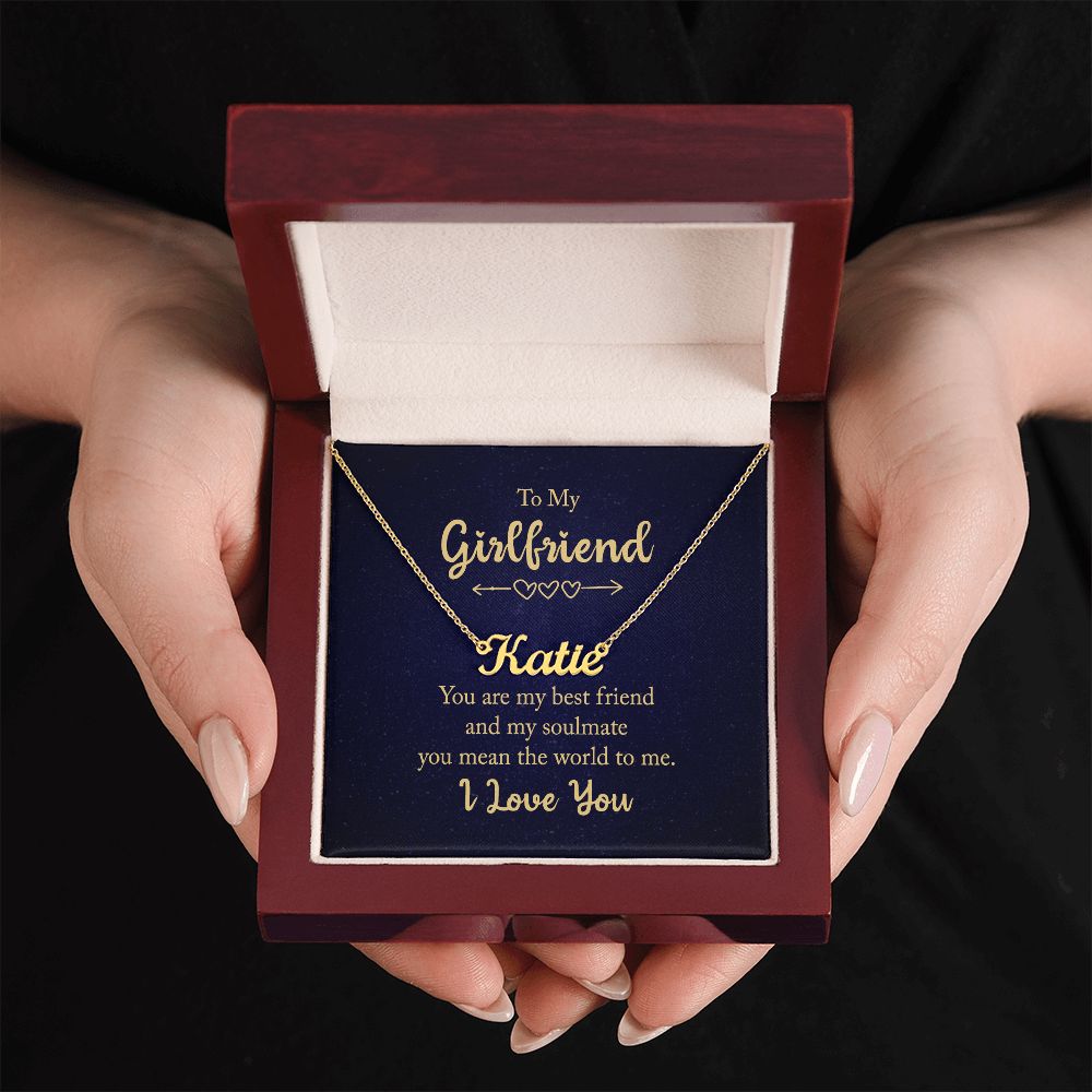 To My Girlfriend | You mean the world to me - Personalized Name Necklace