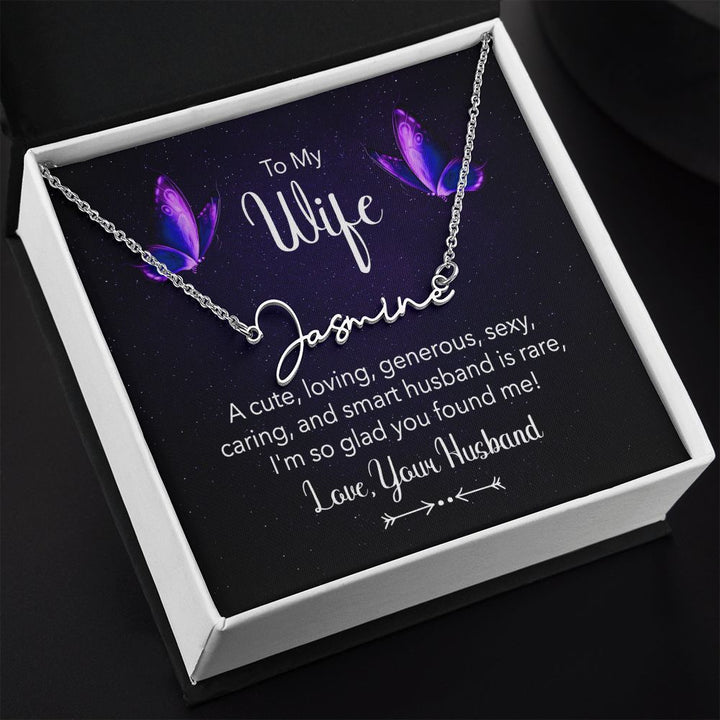 To My Wife | A Cute, Loving - Signature Style Name Necklace