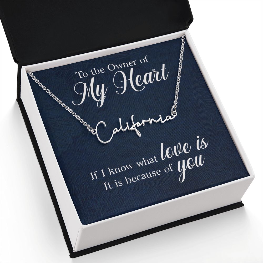 To My Wife | To The Owner of My Heart - Signature Style Name Necklace