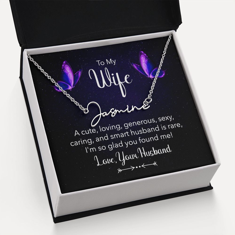 To My Wife | A Cute, Loving - Signature Style Name Necklace