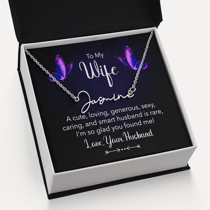 To My Wife | A Cute, Loving - Signature Style Name Necklace
