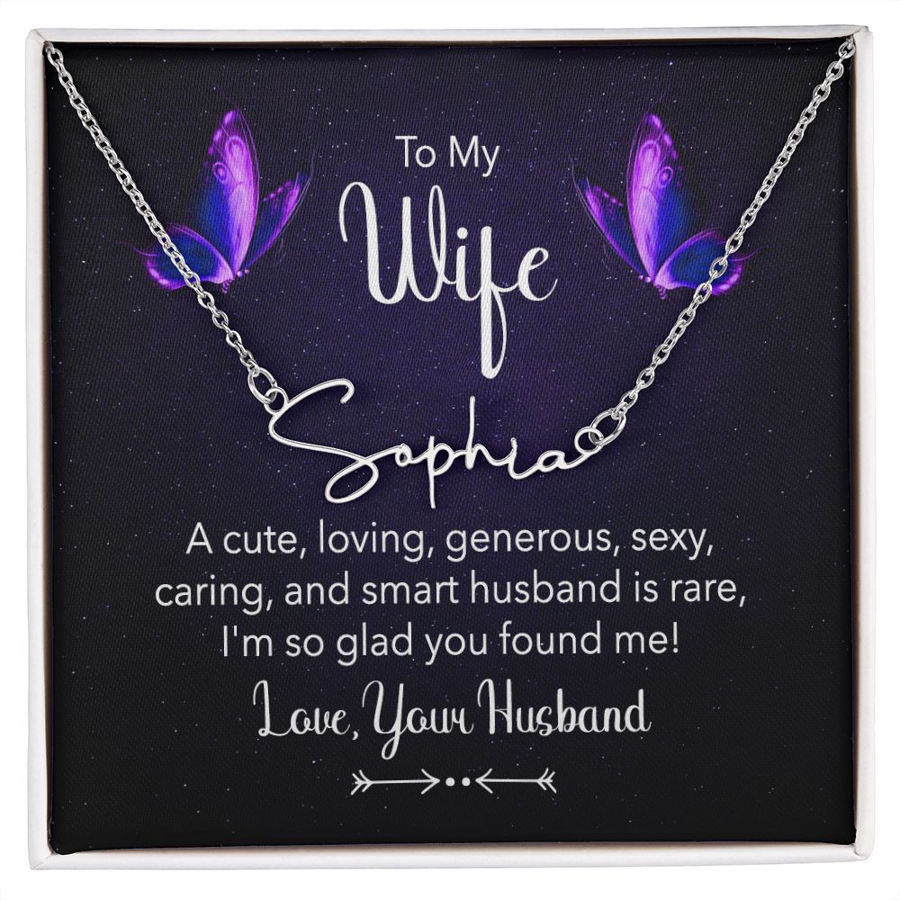 To My Wife | A Cute, Loving - Signature Style Name Necklace