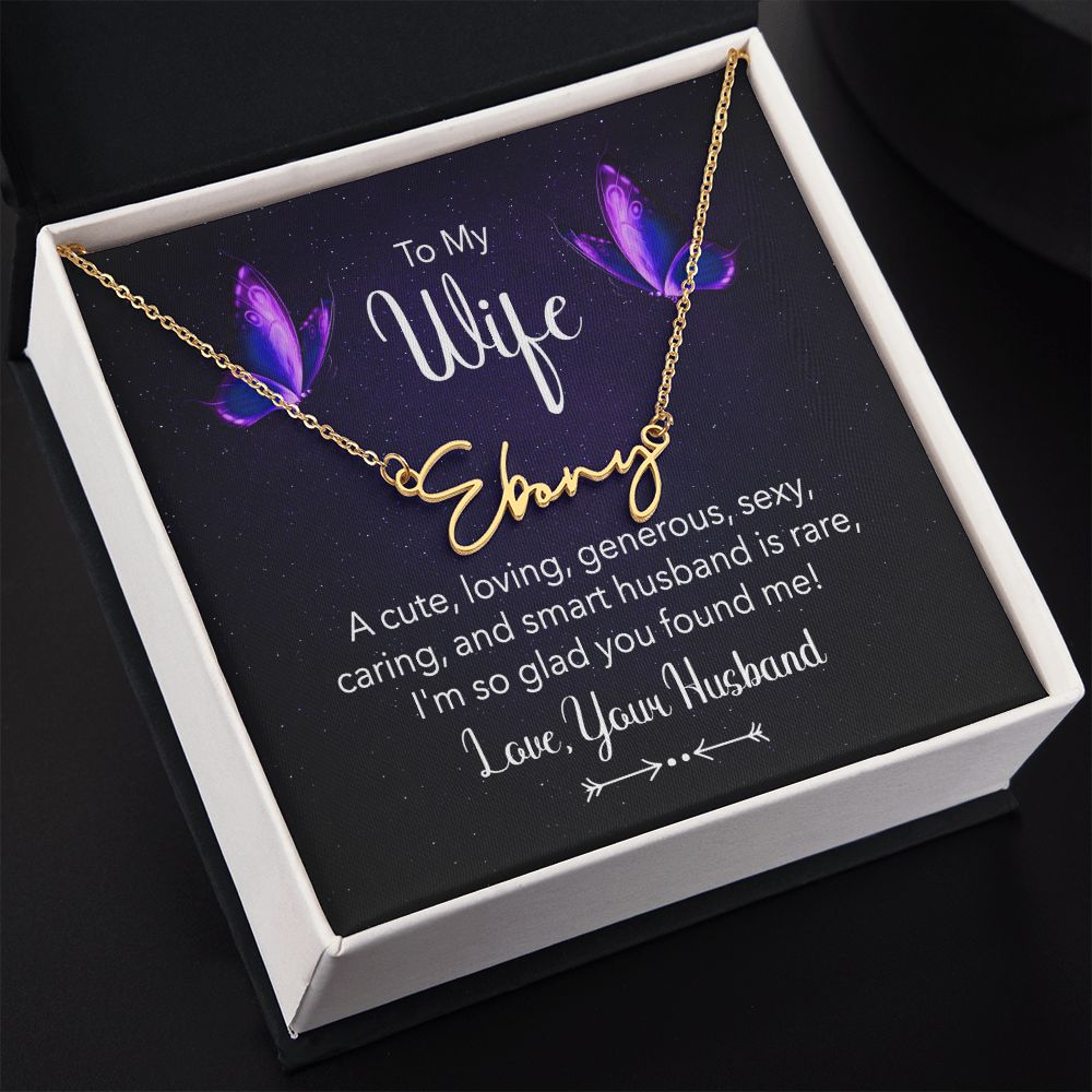 To My Wife | A Cute, Loving - Signature Style Name Necklace