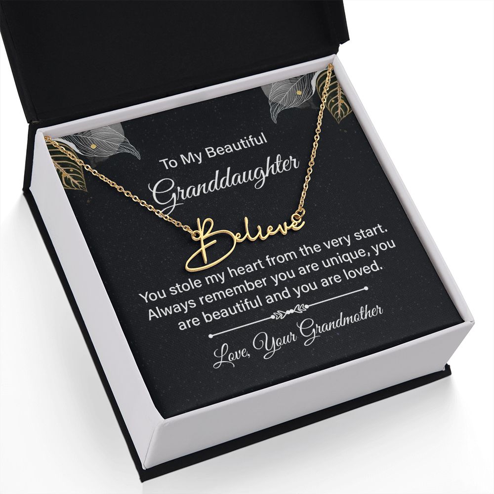 To My Beautiful Granddaughter | You stole my heart - Signature Style Name Necklace