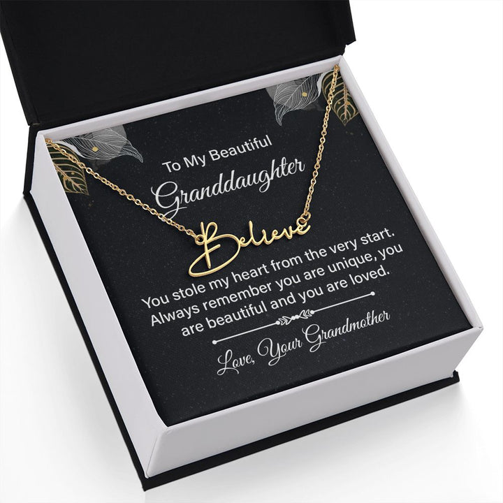 To My Beautiful Granddaughter | You stole my heart - Signature Style Name Necklace
