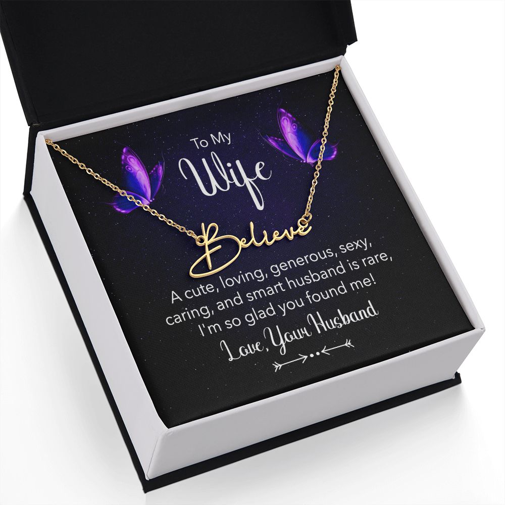 To My Wife | A Cute, Loving - Signature Style Name Necklace
