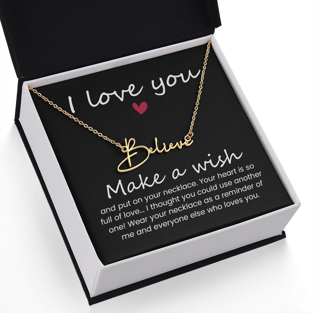 To My Wife | I love you, Make a Wish - Signature Style Name Necklace