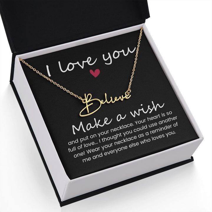 To My Wife | I love you, Make a Wish - Signature Style Name Necklace