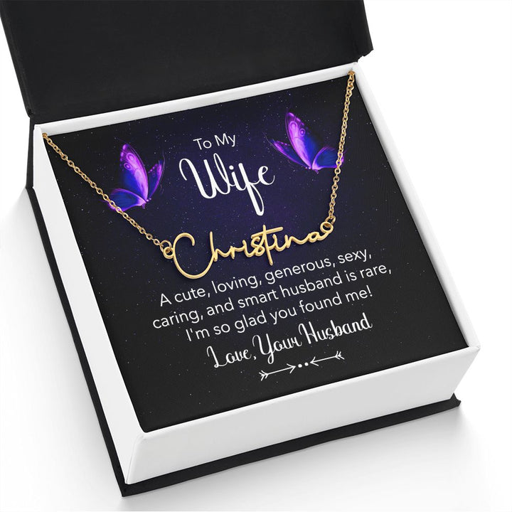 To My Wife | A Cute, Loving - Signature Style Name Necklace