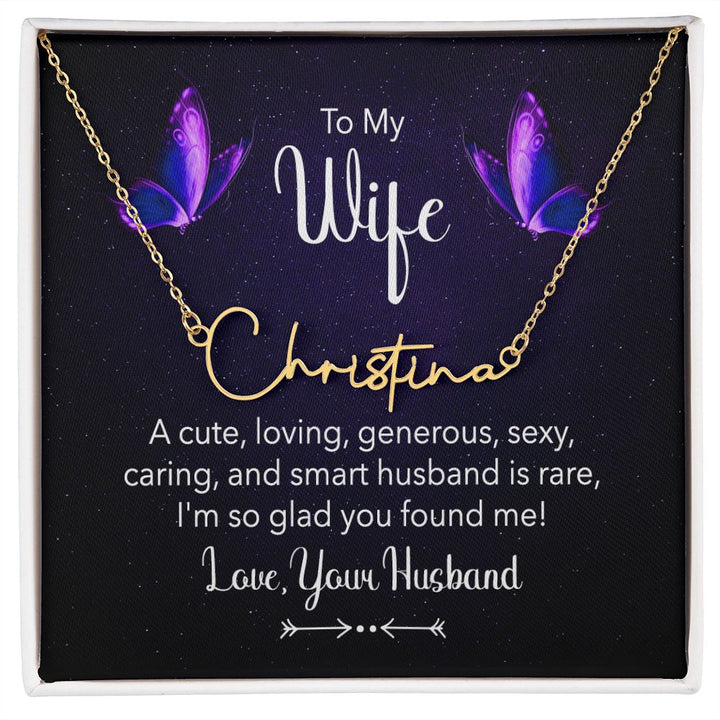 To My Wife | A Cute, Loving - Signature Style Name Necklace