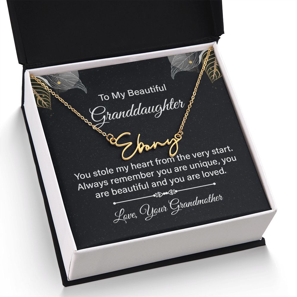 To My Beautiful Granddaughter | You stole my heart - Signature Style Name Necklace