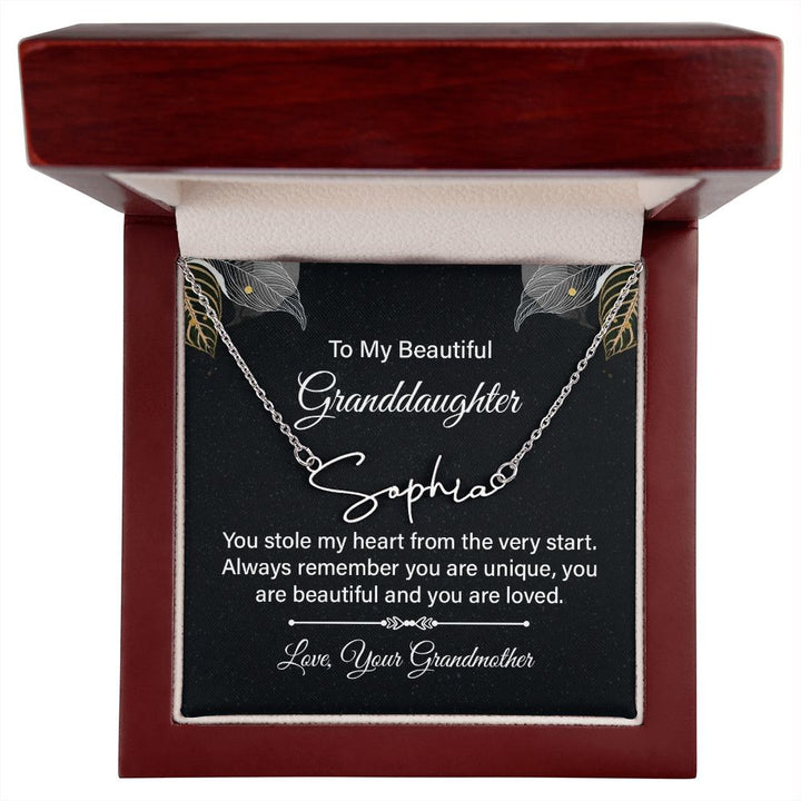 To My Beautiful Granddaughter | You stole my heart - Signature Style Name Necklace