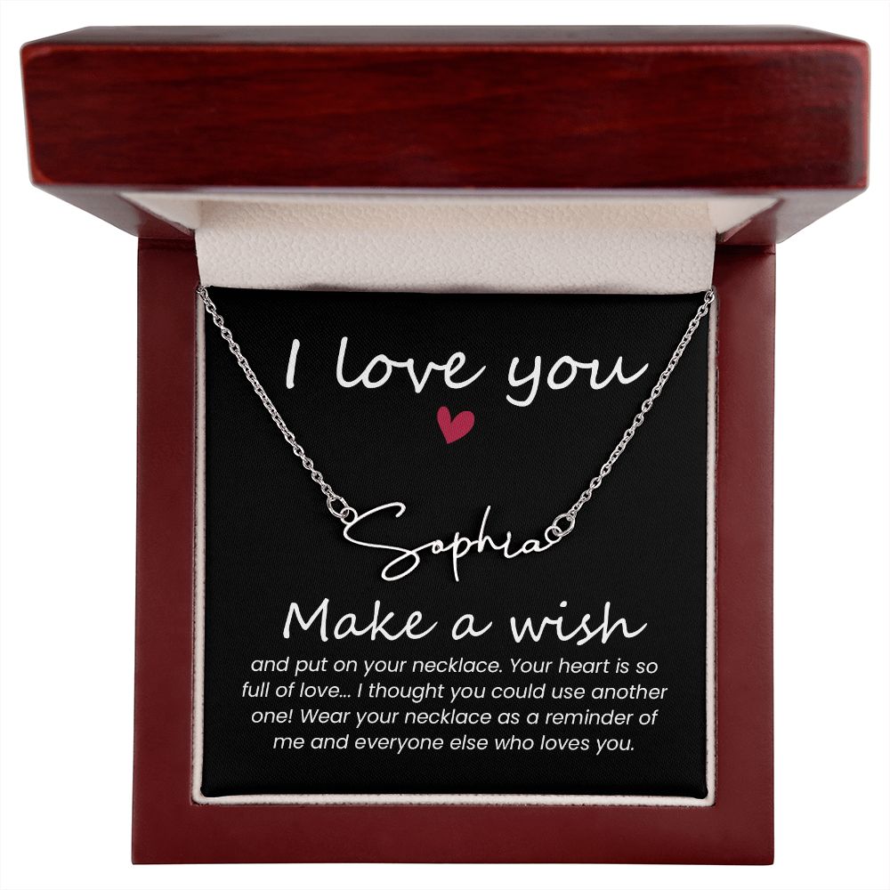 To My Wife | I love you, Make a Wish - Signature Style Name Necklace