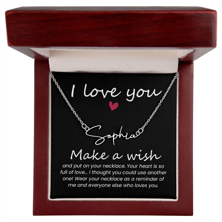 To My Wife | I love you, Make a Wish - Signature Style Name Necklace