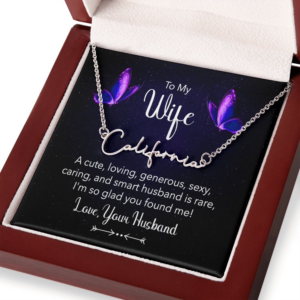 To My Wife | A Cute, Loving - Signature Style Name Necklace
