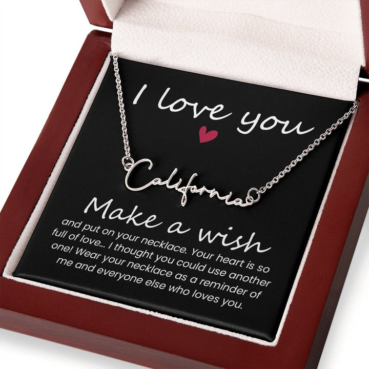To My Wife | I love you, Make a Wish - Signature Style Name Necklace