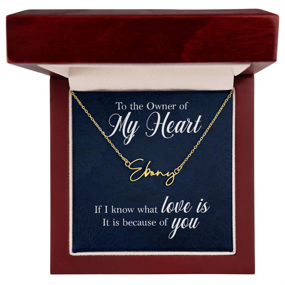 To My Wife | To The Owner of My Heart - Signature Style Name Necklace