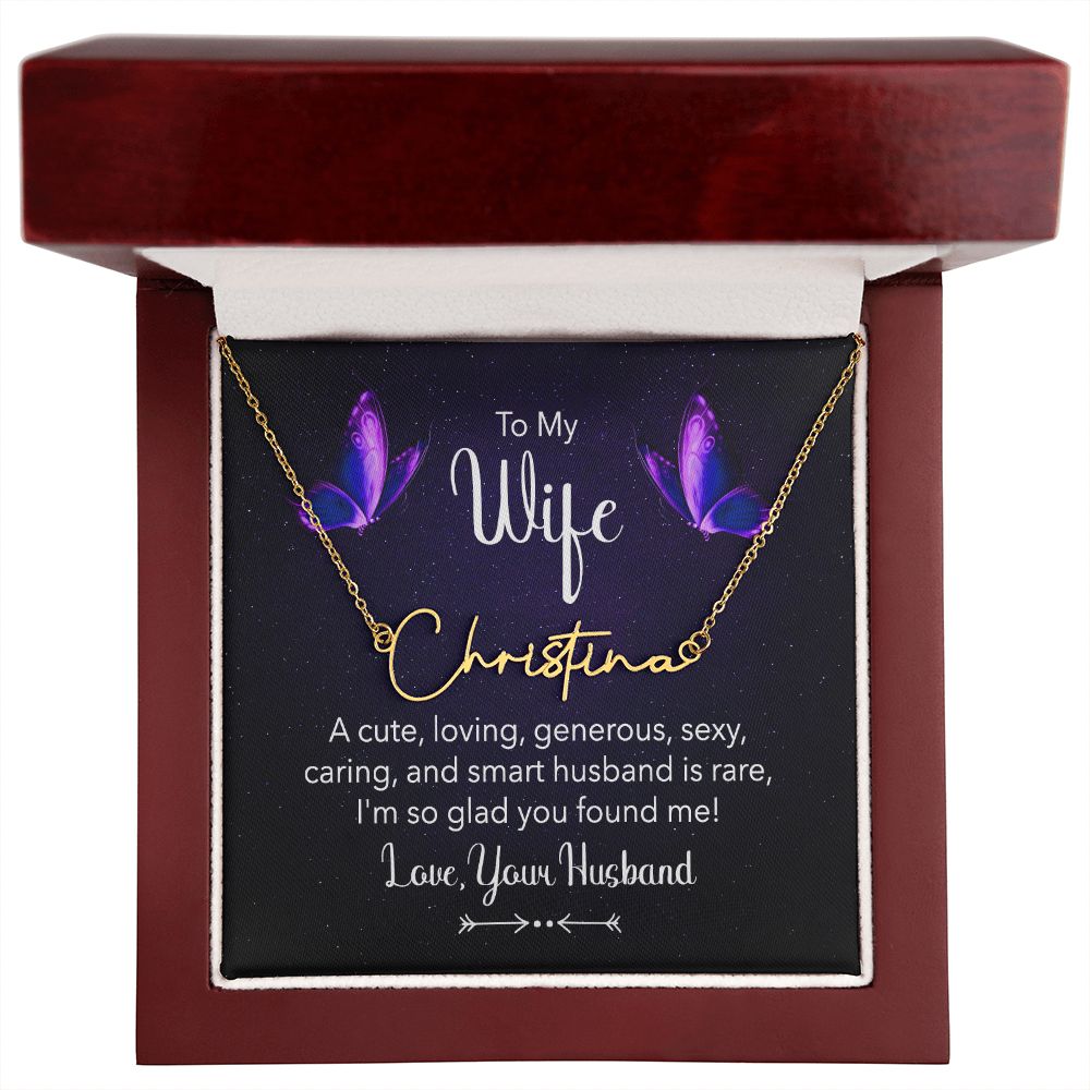 To My Wife | A Cute, Loving - Signature Style Name Necklace