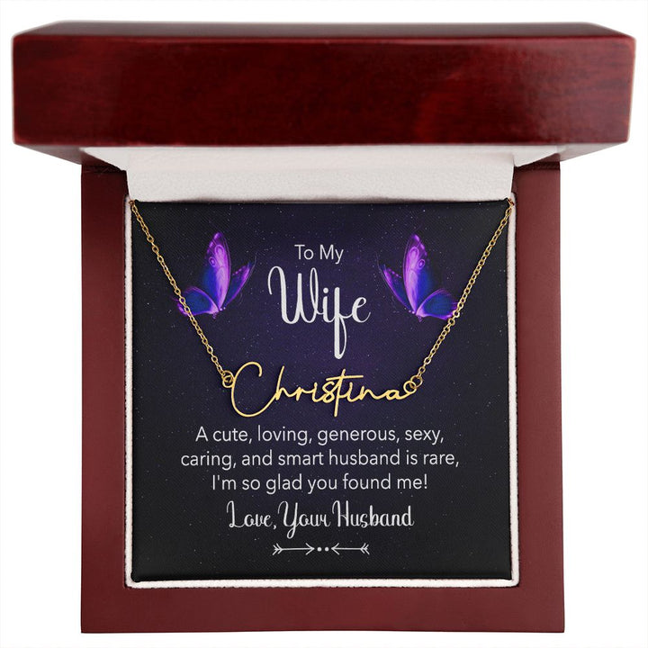 To My Wife | A Cute, Loving - Signature Style Name Necklace