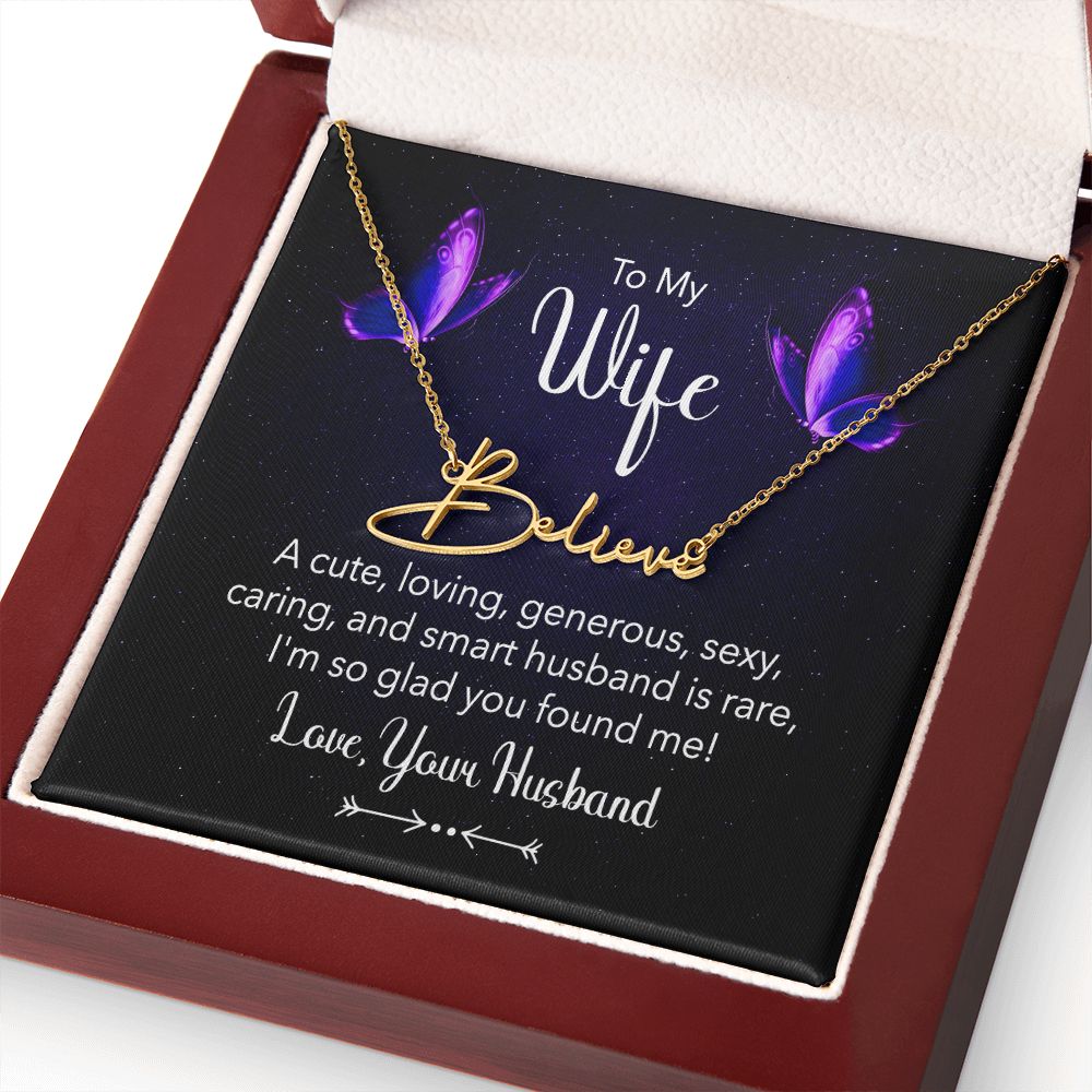 To My Wife | A Cute, Loving - Signature Style Name Necklace